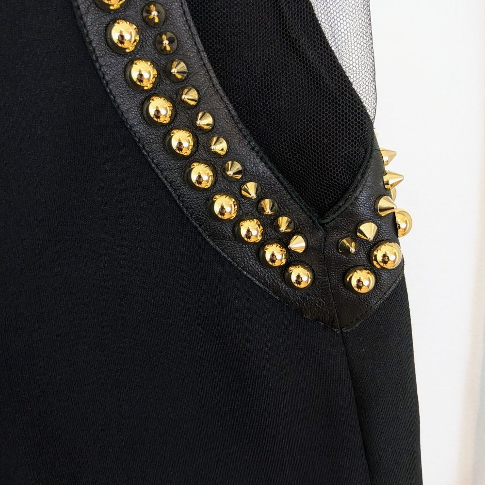 Philipp Plein Couture Limited Edition Black Dress Mesh Studs Leather - Picture 10 of 15